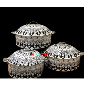 Marmite de finition blanche Meta avec bouton et poignées dorés Marmite de luxe isolée de table au dernier design arabe pour le marché du Golfe - Product Image 5