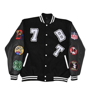 Veste universitaire en coton 100% pour hommes, vente en gros, imperméable, haute demande, design personnalisé, manches en cuir, vestes pour hommes - Product Image 1