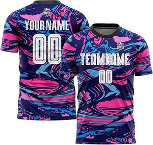 Uniformes de fútbol transpirables de alta calidad Set Custom Blue Pink Yellow Green Color Men's Team Soccer Wear Kits - Product Image 5