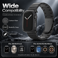 Bracelet de montre en fibre de carbone respirant et luxueux avec fermoir pliable pour montres intelligentes de 38/40/41 mm et 42/44/45/49 mm