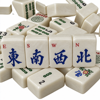 Set Mahjong Amerika Putih Bertekstur 160 Ubin Finishing Mutiara 36 x 25 x 11 mm dengan Joker untuk Permainan di Rumah dan Klub