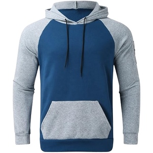 Wholesale <b>Men</b> Color Block Hooded Tracksuit Top 3/4 Sleeve <b>Pullover</b> Sweatshirt Casual Jogging Sportswear Factory Manufacturer Pro - Product Image 3