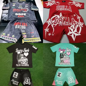 Ensemble T-shirt et short délavés à l'acide imprimés DTG personnalisés pour hommes en coton respirant pour l'été - Product Image 4