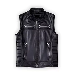 GILET BIKERS NOIR EN CUIR DE VACHE VÉRITABLE POUR HOMME DE Haute Qualité AVEC PANNEAUX MATELASSÉS/REMBOURRÉS GILET BIKER - Product Image 3