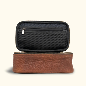 Venta caliente al por mayor Vintage viaje afeitado Dopp Kit bolsa de almacenamiento personalizado cuero genuino neceser para hombres - Product Image 4