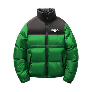 Veste d'hiver rembourrée en duvet pour homme - Veste matelassée coupe-vent et chaude avec col haut et logo - Product Image 1