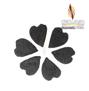 Charbon de bois de narguilé en forme de coeur Briquettes de charbon de bois de qualité supérieure Frêne blanc fabriqué avec 100% de noix de coco sélectionnées Saint Valentin