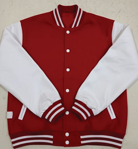 <b>men</b> Red <b>White</b> Varsity <b>Jacket</b> Hoodie Classic Baseball Style Streetwear custom size and design - Product Image 1