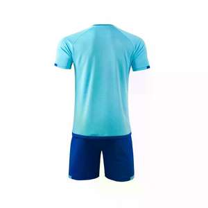 Uniforme de Fútbol de Manga Corta con Cuello Redondo Azul 100% Poliéster al por Mayor para Hombre y Mujer, Logotipo Personalizado Incluido - Product Image 1