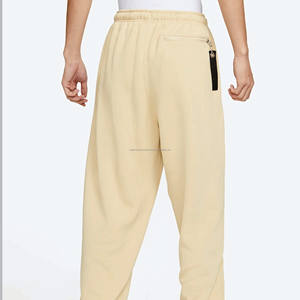 2024 Men's Casual Style Plain <b>Trousers</b> High Quality 100% Cotton Custom Straight Wide Leg 420 Gsm <b>Elastic</b> Mid <b>Waist</b> Lightweight - Product Image 2