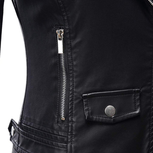 Vestes pour femmes personnalisées veste de moto en cuir à fermeture éclair tenues automne à la mode vêtements d'hiver 2025 - Product Image 5