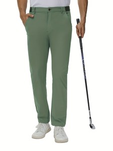Pantalones de golf verdes para hombre con bolsillos laterales, pantalones casuales de secado rápido, ropa de verano - Product Image 2