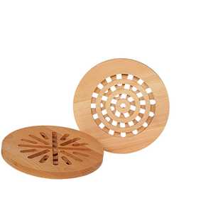 Salvamanteles redondos de madera de haya europea de 20cm de primera calidad al por mayor, soporte de plato caliente ventilado de estilo clásico para protección de mesa de restaurante - Product Image 2