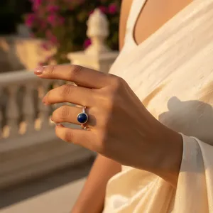 925 Silver <b>Lapis</b> <b>Lazuli</b> <b>Ring</b> for Women Elegant Gemstone Crystal Jewelry - Product Image 2
