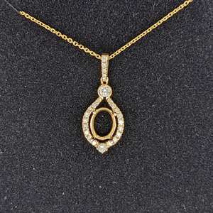 Pendentif en argent sterling 925 massif 9x7mm ovale classique semi-monté avec base de sertissage en pierre vierge avec CZ Wedding Wear Fine Jewelry - Product Image 1