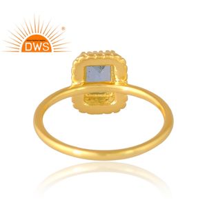 Mejor diseño de plata esterlina 18K chapado en oro Natural Topacio Azul anillo de piedras preciosas Demi joyería fina para mujer regalo para ella - Product Image 2