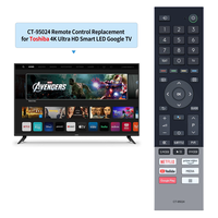CT-95024 télécommande Android Smart TV pour Toshiba, remplacement d'origine avec Netflix/YouTube (sans fonction vocale)