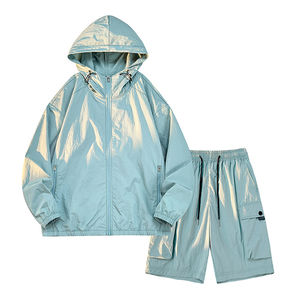 Coupe-vent d'été 2 pièces pour hommes Veste à capuche légère avec short cargo - Product Image 5
