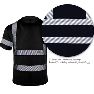 T-shirt de travail respirant ANSI haute visibilité bleu avec logo personnalisable, bandes réfléchissantes de sécurité, matière polyester haute visibilité - Product Image 4