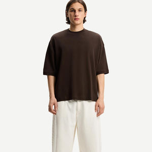 Camiseta de Hombre 100% Algodón, Manga Corta, Lisa, Cuello Redondo, Ropa de Hombre, Camiseta de Verano, Informal, Holgada, Hombros Caídos - Product Image 4