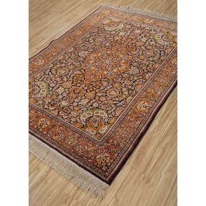 Tapis en soie noué à la main Gulmarg grande surface, motif floral rouge et orange pour la décoration du salon - Pae-4763 Taille 9x12 - Product Image 2