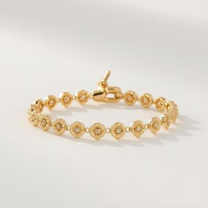 Bracelet élégant en or 14 carats avec diamants, motif floral, chaîne fine, bijoux de luxe pour femmes, OEM - Product Image 1