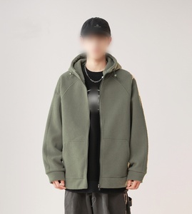 Sudaderas con cremallera de felpa gruesa personalizables para hombre para otoño e invierno, ropa de trabajo de ganchillo sólida, opciones de bordado de logotipo - Product Image 6