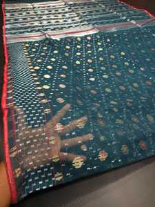 Calidad de exportación exclusiva Deshi Dhakai Green Jamdani Sharee para mujeres JAMDANI FABRIC Blue GREEN Golden Sky Blue de Bangladesh - Product Image 2