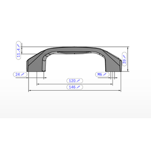 Manija de Puerta K1060 Tipo B con Rosca Interna para Montaje en Orificio Ciego, Color Negro Gris RAL7021, Poliamida y Acero - Product Image 3