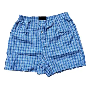 Shorts de algodão para homens, boxer com cintura elástica e logotipo personalizado, shorts xadrez de verão plus size