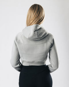 Pull à capuche en molleton doux gris brodé pour femmes, manches longues, sweat-shirt élégant à mi-longueur, décontracté, à porter au quotidien, confortable - Product Image 4