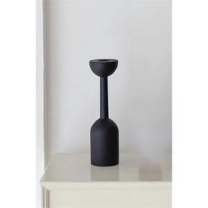 Porte-bougie en bois noir simple, design minimaliste pour la décoration de la maison, salon, chambre à coucher, table d'appoint, provenance d'Inde - Product Image 1