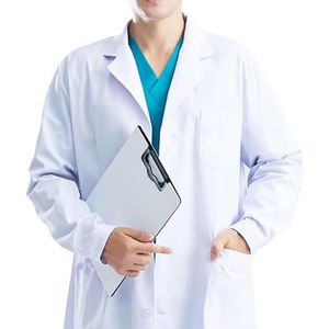 Gommage d'hôpital à manches longues 100% coton uniforme d'infirmière médecin blouse de laboratoire - Product Image 5