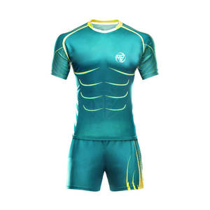 Ensembles de maillots de rugby respirants à séchage rapide 100% polyester écologiques fabriqués au Pakistan Service OEM disponible - Product Image 1