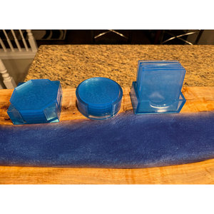 Azure Luxe Epoxy Resin <b>Coaster</b> Set of 5 Premium Customizable Promotional <b>Coasters</b> - Product Image 3