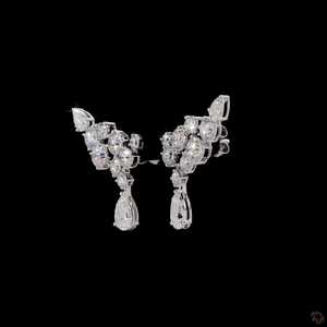 Stylish 5.68 Ct Cluster Climber <b>Fashion</b> Diamond <b>Earrings</b> for Women in 14K White Gold with Push Back Setting - Product Image 3