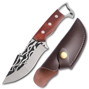 Couteau de chasse à lame fixe de haute qualité, personnalisé ODM/OEM, à bord tranchant, manche en bois pleine longueur, pointe tombante, pour camping et activités de plein air - Product Image 6