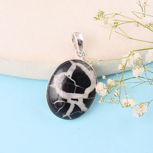 Piedra preciosa de forma ovalada septariana Natural, colgante de Plata de Ley 925, colgante de moda para aniversario de boda o regalo - Product Image 3