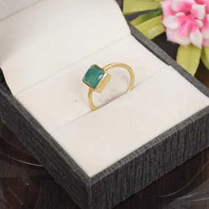 Anillo de plata de ley 92,5 con piedra preciosa de ónix verde natural 1,87G 8X8mm Tamaño de piedra - Product Image 4