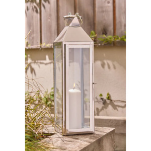 Farol de Pie Decorativo Europeo de Acero Inoxidable Grande, Acabado Pulido, Portavelas, Decoración del Hogar, Bodas de Navidad - Product Image 1