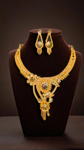 ชุดต่างหูสร้อยคอพร้อมชุดต่างหูสร้อยคอชุบทองทำด้วยมือและ22Ct ชุดเครื่องประดับสำหรับเจ้าสาว - Product Image 3