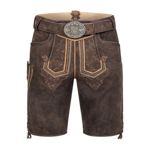 Pantalones cortos de cuero antiguos tradicionales bávaros Oktberfest Lederhosen hechos a medida para hombres tela de lona de cuero de cabra genuino - Product Image 1