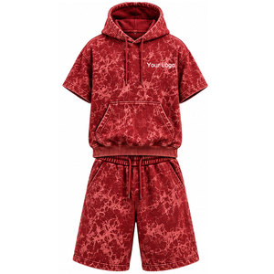 Nuevo Conjunto de Sudadera con Capucha y Pantalones Cortos de Forro Polar 100% Algodón Transpirable de 200g para Hombre, Personalizable con Tu Logotipo y Marca Privada, Estilo Urbano de Invierno - Product Image 1