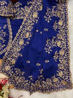 Sari Moderno Multicolor para Boda o Compromiso, con Tela de Piel Sintética, Lentejuelas y Bordado Zari, para Fiestas, Invierno y Verano