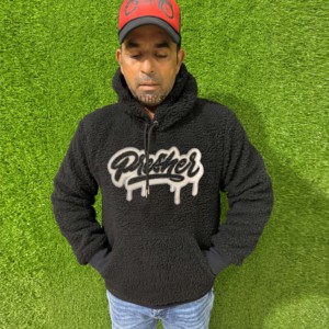 เสื้อฮู้ดแบบสวมหัวมีซิปโอเวอร์ไซส์ผ้าฝ้าย100% ผสมดีไซน์แบบหนัก - Product Image 1