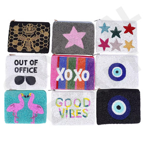 Smile Face Coin Pouch Portefeuille personnalisé en perles de rocaille Beau cadeau de maman-Design de coeurs pour filles - Product Image 3