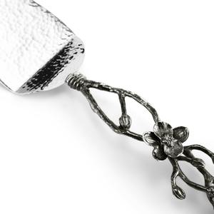 Élégant serveur de gâteau en métal inspiré de l'orchidée noire Poignée de conception florale artisanale pour les repas de luxe et les réceptions Article cadeau unique - Product Image 2