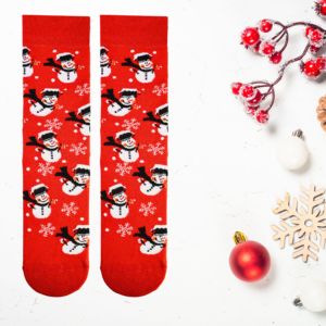 Cozy Christmas Snowman Striped <b>Socks</b> Colorful Nylon Breathable Soft One Size Fits Daily Use <b>Cute</b> Ankle-Length Design for Girls - Product Image 1