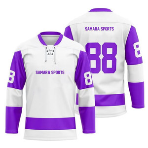 Último producto, impresión por sublimación, secado rápido, OEM, deportes, hombres, cuello en V, rayas, talla grande, hombres, camisetas de hockey sobre hielo y camisetas - Product Image 1