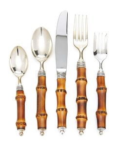 Juego de Cubiertos de Acero Inoxidable con Mango de Bambú, Acabado Mate Dorado, Vajilla de Lujo para Comedor, Bodas, Cocina y Fiestas - Product Image 5